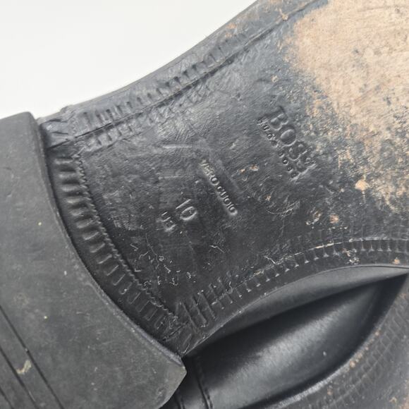 Hugo Boss Shoes Mens Sz 10 Oxfords Black Leather Dress Formal Classic Lace Up
